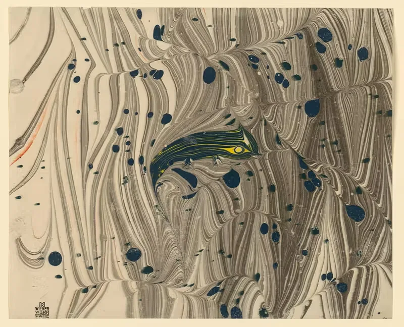 Marmorpapier mit stilisiertem Fisch — Koloman Moser