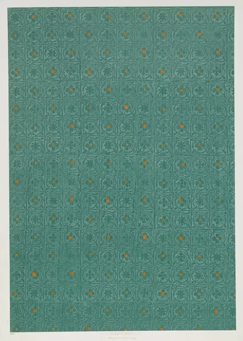 Stempeldruckpapier (florales Flächenmuster) — Margarethe Preuss