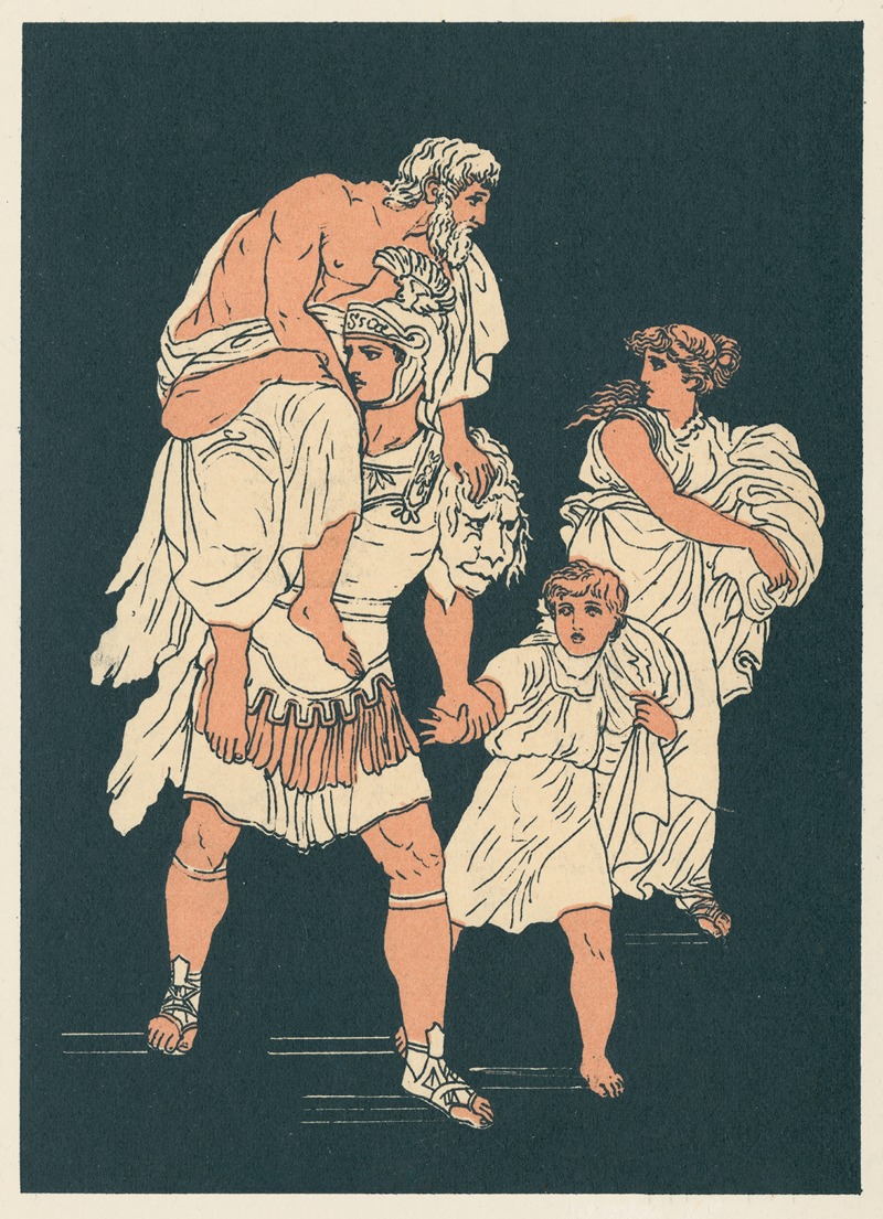 The flight from Troy by Бартоломео Пинелли, 1878 — digital art print download