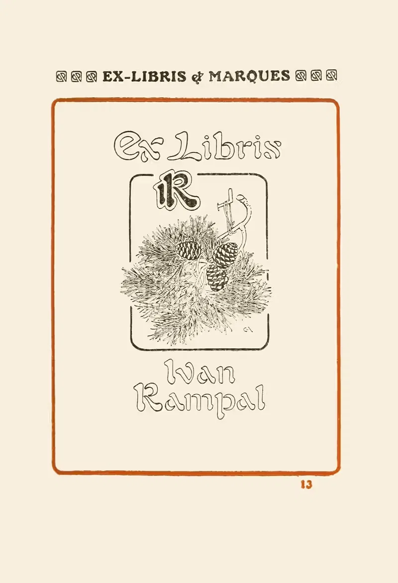 Вторая книга монограмм, знаков, печатей и экслибрисов Pl.11 by Жорж Ориоль, 1908 — digital art print download