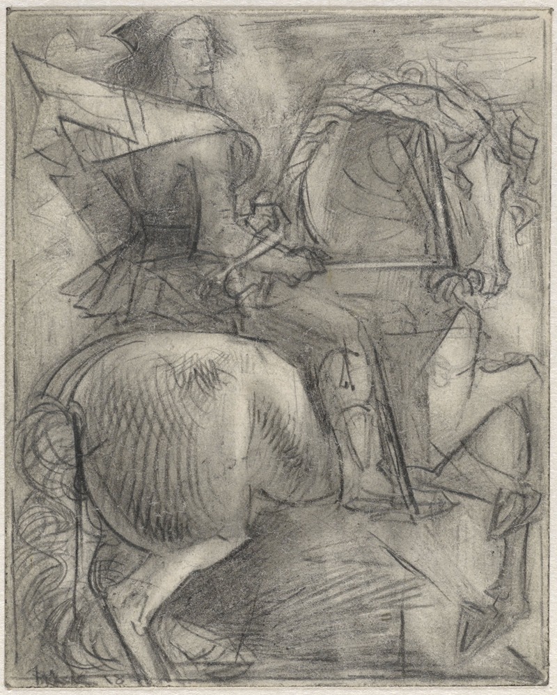 Man op een steigerend paard — Willem van Konijnenburg
