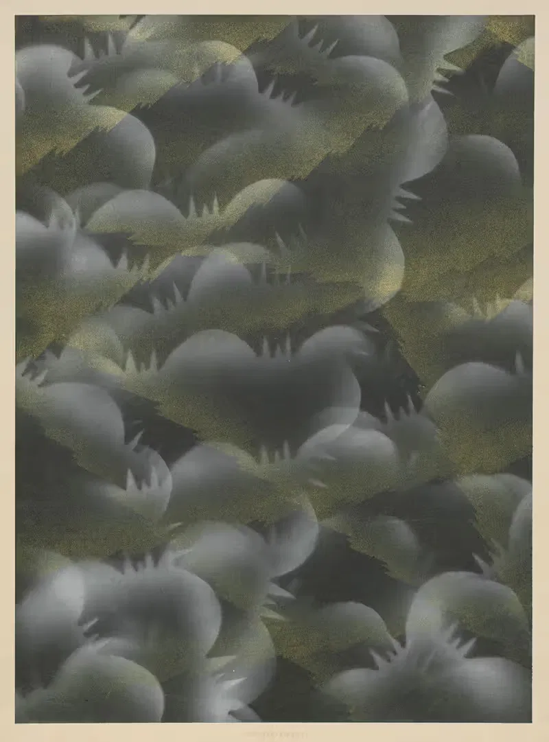 Schabloniertes Papier (Schablonenspritzpapier) — Walter Birke