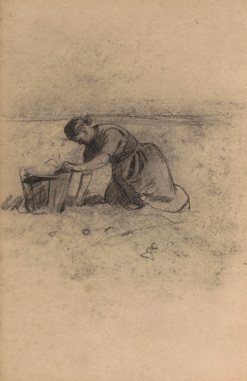 Aardappelrooiende vrouw by Виллем Витсен, 1886 — digital art print download