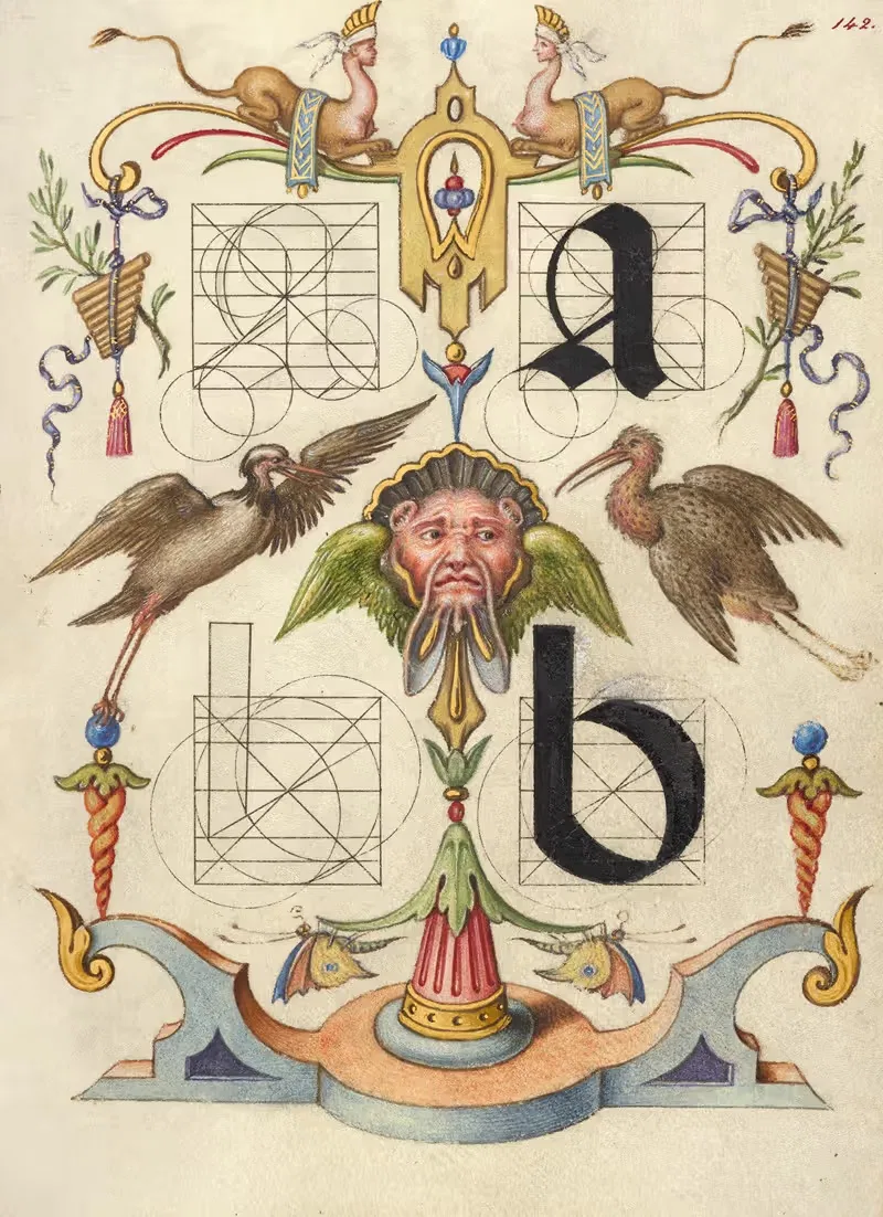 Руководство по построению букв a и b by Йорис Хефнагел, 1561–1596 — digital art print download