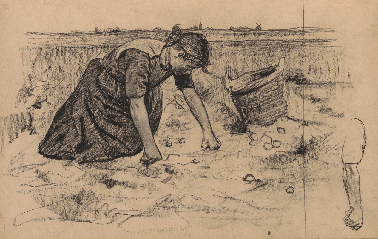 Aardappelrooiende vrouw by Виллем Витсен, 1886 — digital art print download