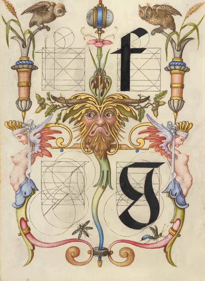 Руководство по построению букв f и g by Йорис Хефнагел, 1561–1596 — digital art print download