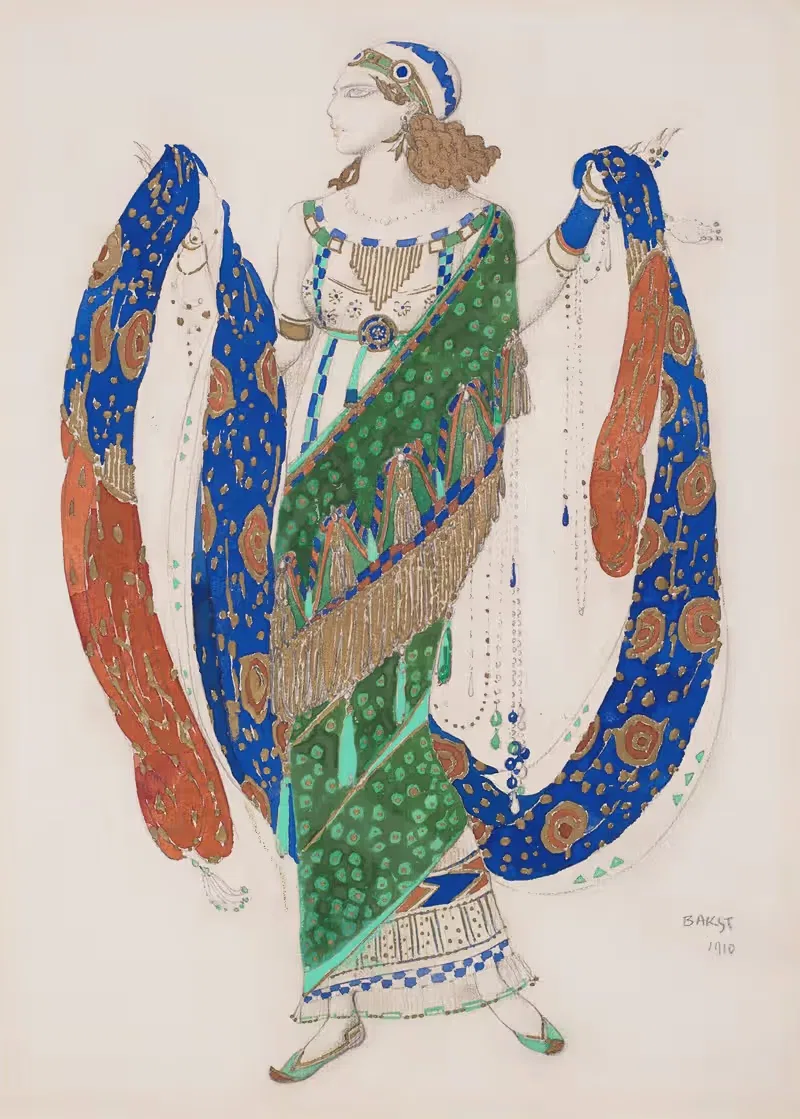 Эскиз костюма для восточной танцовщицы by Леон Бакст, 1910 — digital art print download