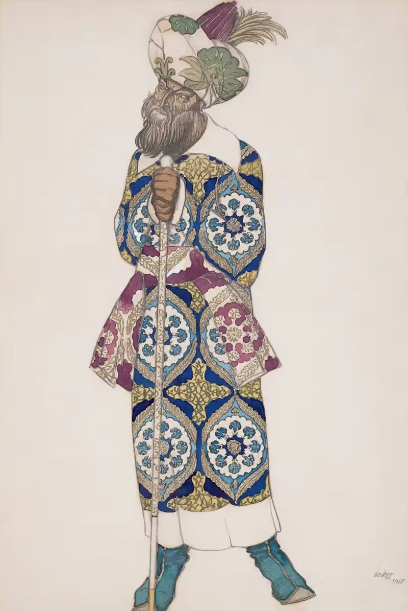 Costume design for 'Sadko'; Indian guest — Léon Bakst