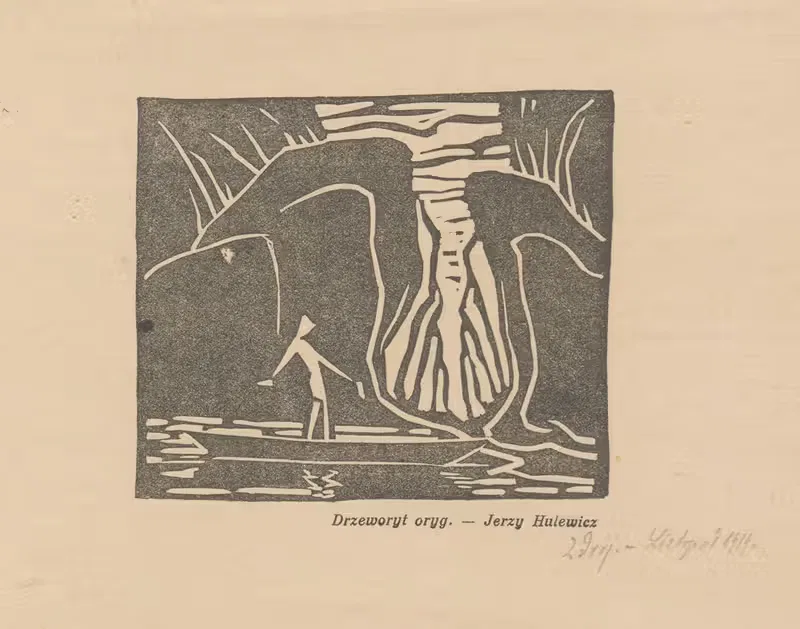 Композиция с мужчиной в лодке by Ежи Хулевич, 1918 — digital art print download