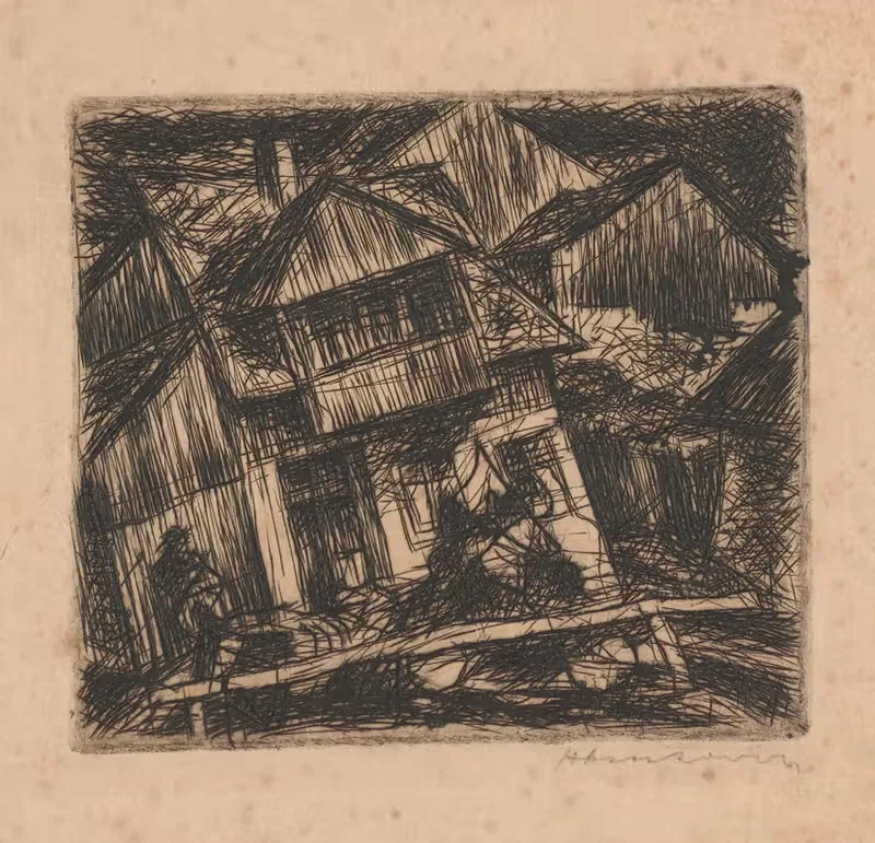 Пейзаж с домами by Станислав Осостович, 1931 — digital art print download
