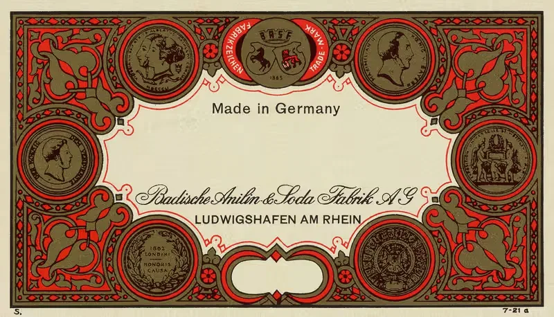 Badische Anilin & Soda-Fabrik dye label — Badische Anilin & Soda-Fabrik