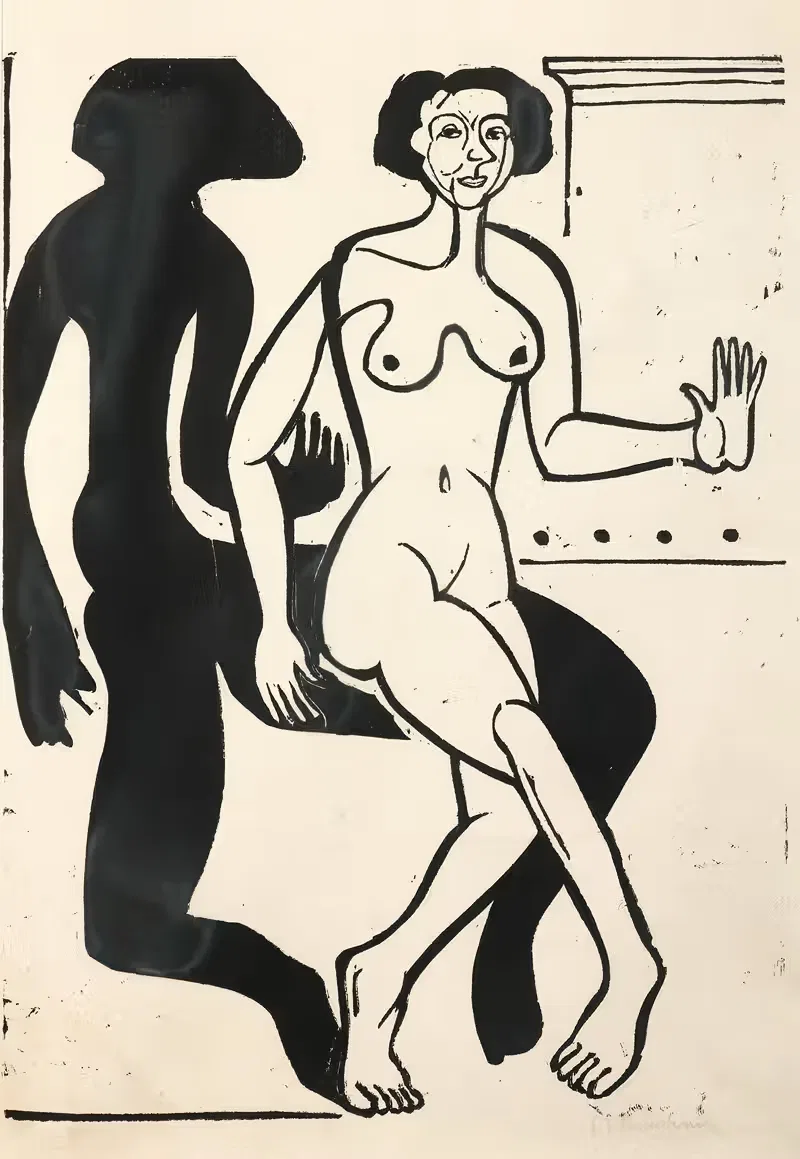 Обнаженная танцовщица с тенью by Эрнст Людвиг Кирхнер, 1934 — digital art print download