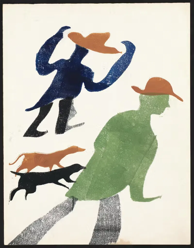 Mannen met hondjes by Hendrik Nicolaas Werkman, 1936 — digital art print download