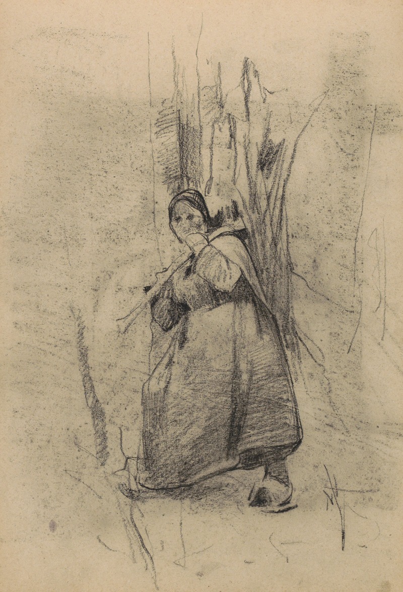 Jonge vrouw met takkenbos by Виллем Витсен, 1884-1887 — digital art print download