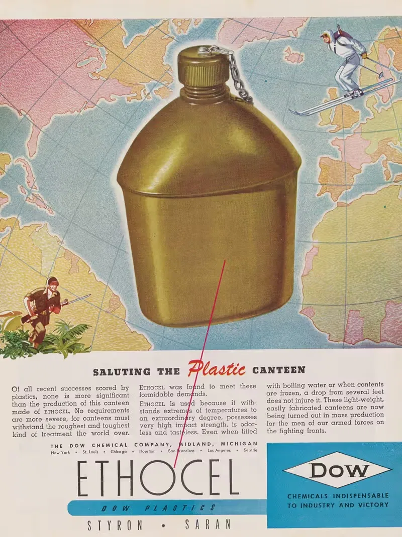 Saluting the Plastic Canteen by Dow Chemical Company, 1942 — digital art print download