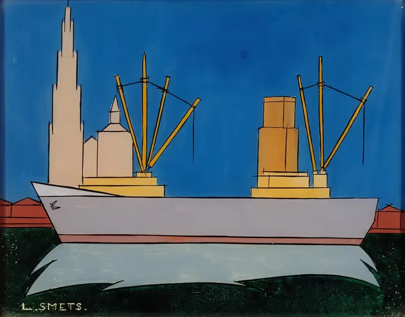 Судно на рейде Антверпена by Леон Сметс, 1981 — digital art print download