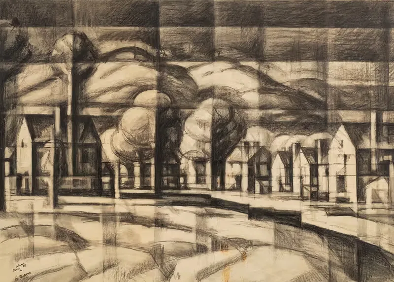 Эскиз для 'Утреннего света (Дуврские холмы, октябрь)' by Оскар Блюмнер, 1916 — digital art print download