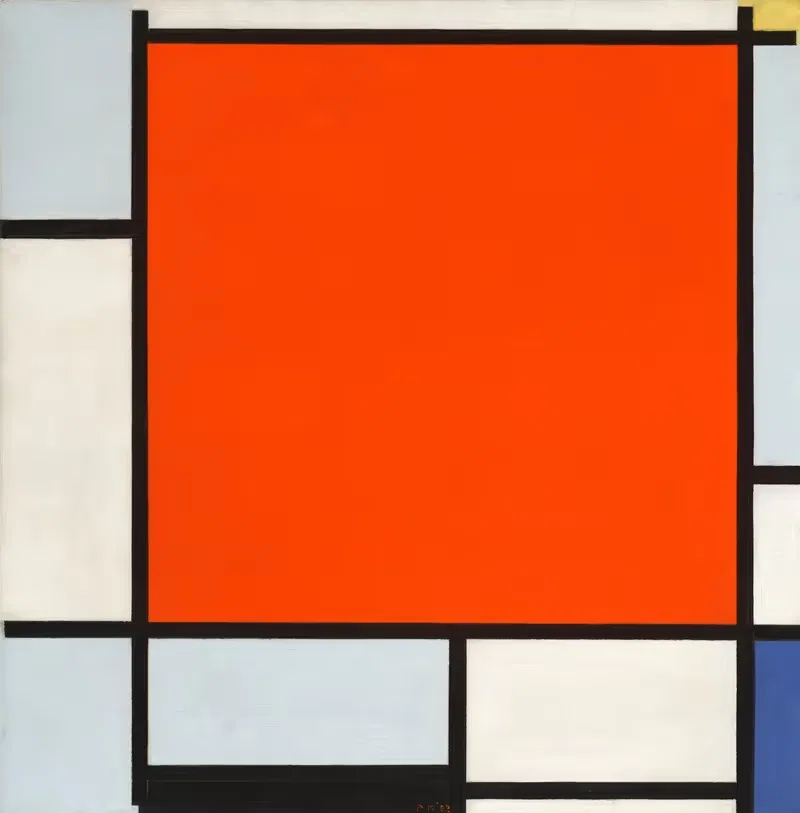 Composition with Large Red Plane, Bluish Gray, Yellow, Black and Blue — Piet Mondrian