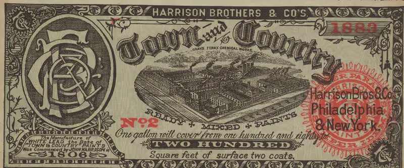 Town and Country Ready Mixed Paints advertising note — Harrison Bros. & Co.