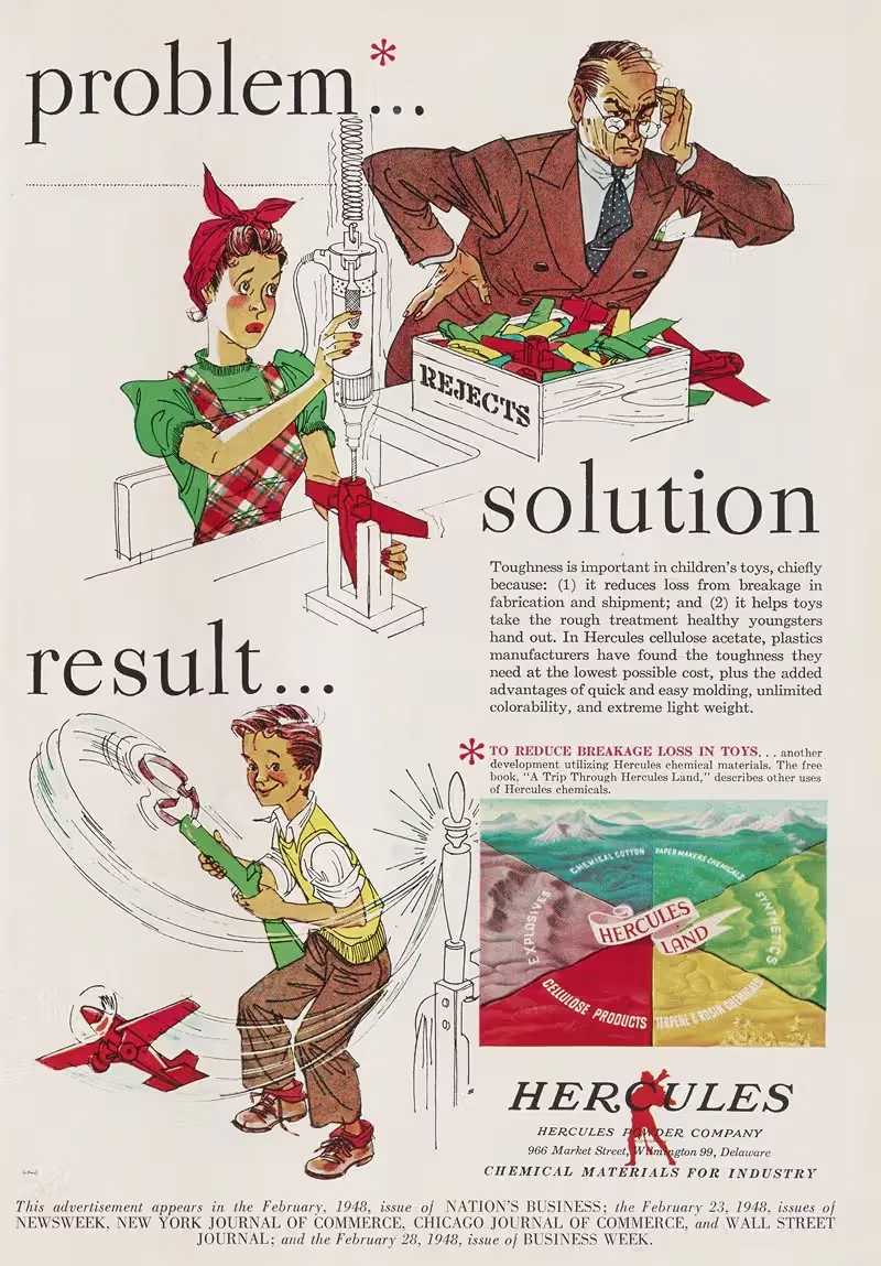 Реклама для целлюлозного ацетата Геркулеса by Геркулес Инкорпорейтед, 1948 — digital art print download
