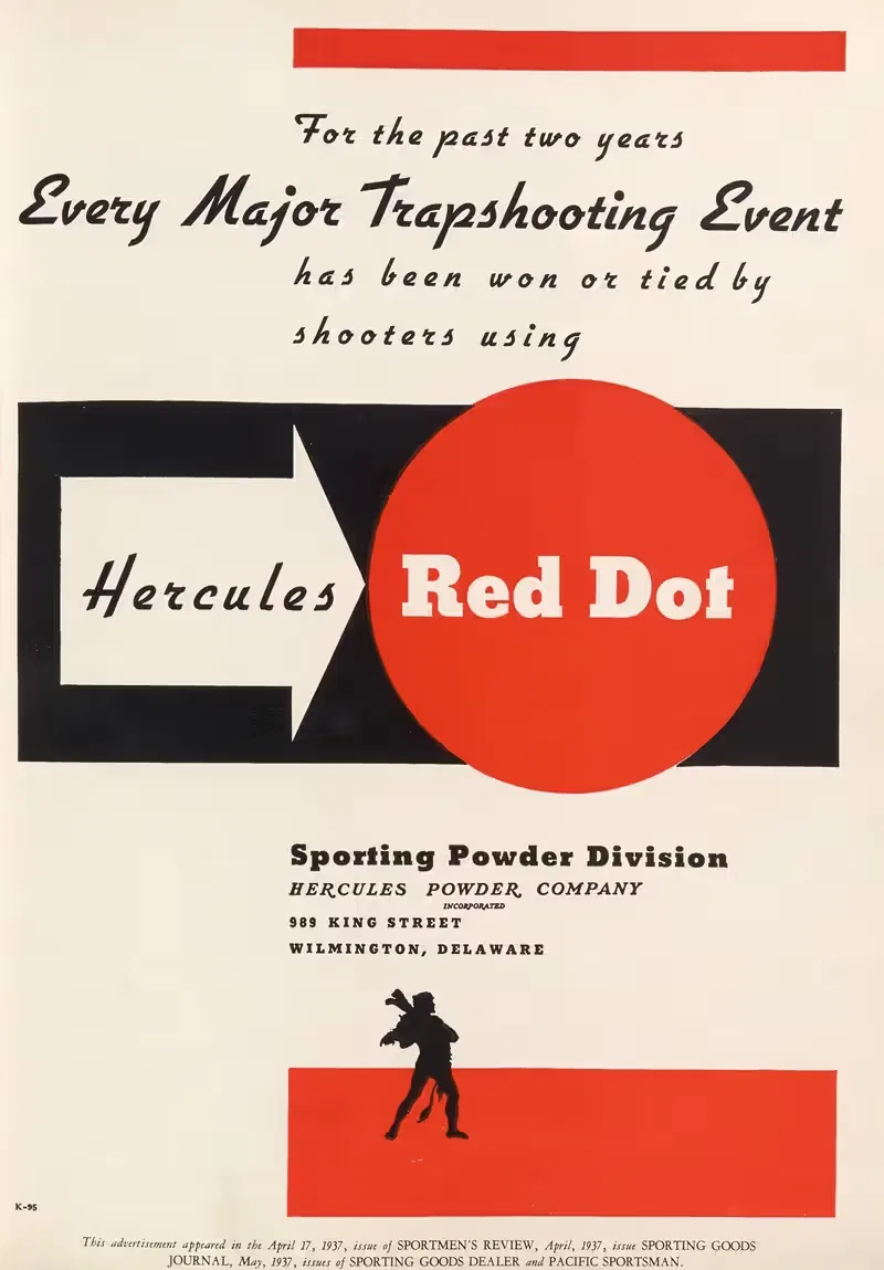 Реклама спортивного порошка Hercules Red Dot by Геркулес Инкорпорейтед, 1937 — digital art print download