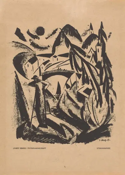 Flusslandschaft by Josef Eberz, 1917 — digital art print download