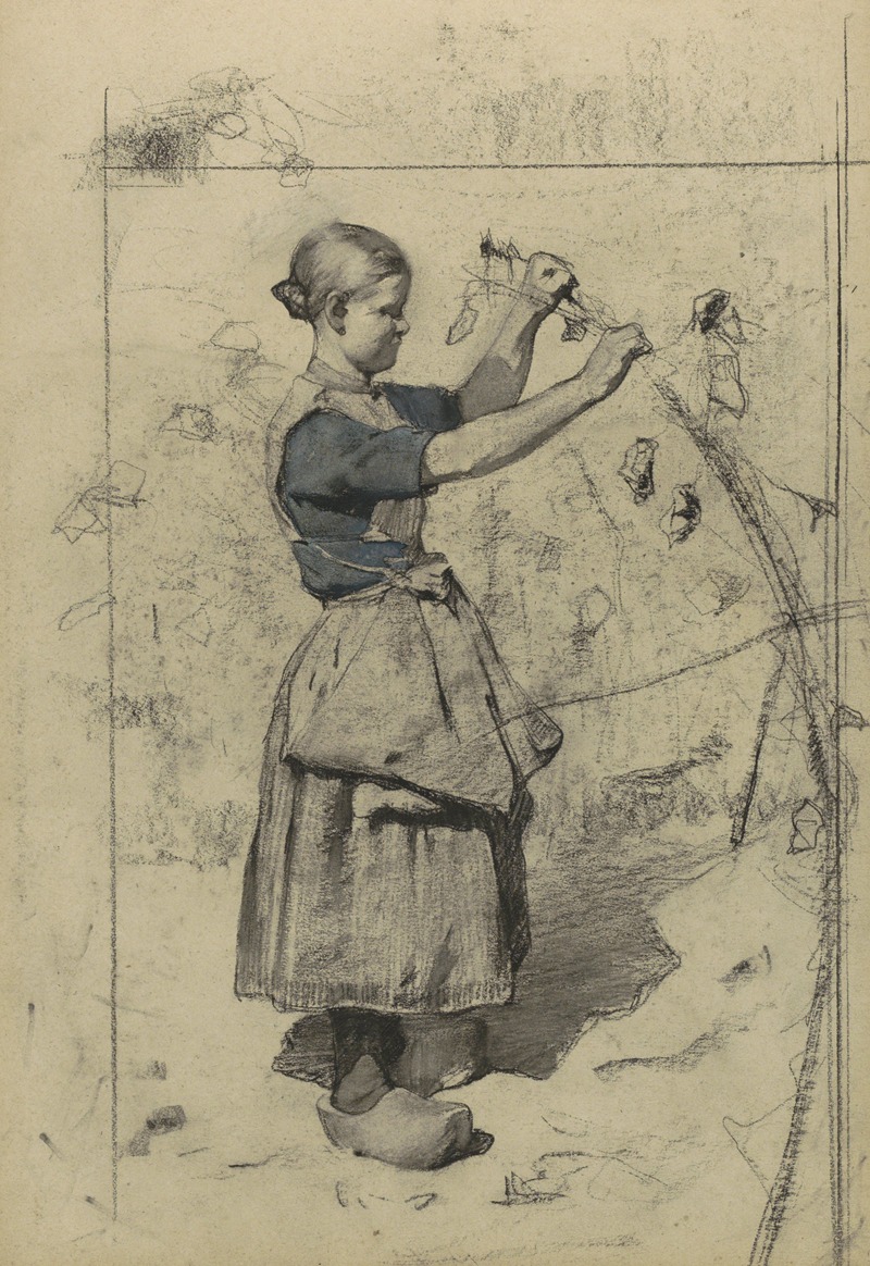 Plukkende jonge vrouw by Willem Witsen, 1882-1884 — digital art print download