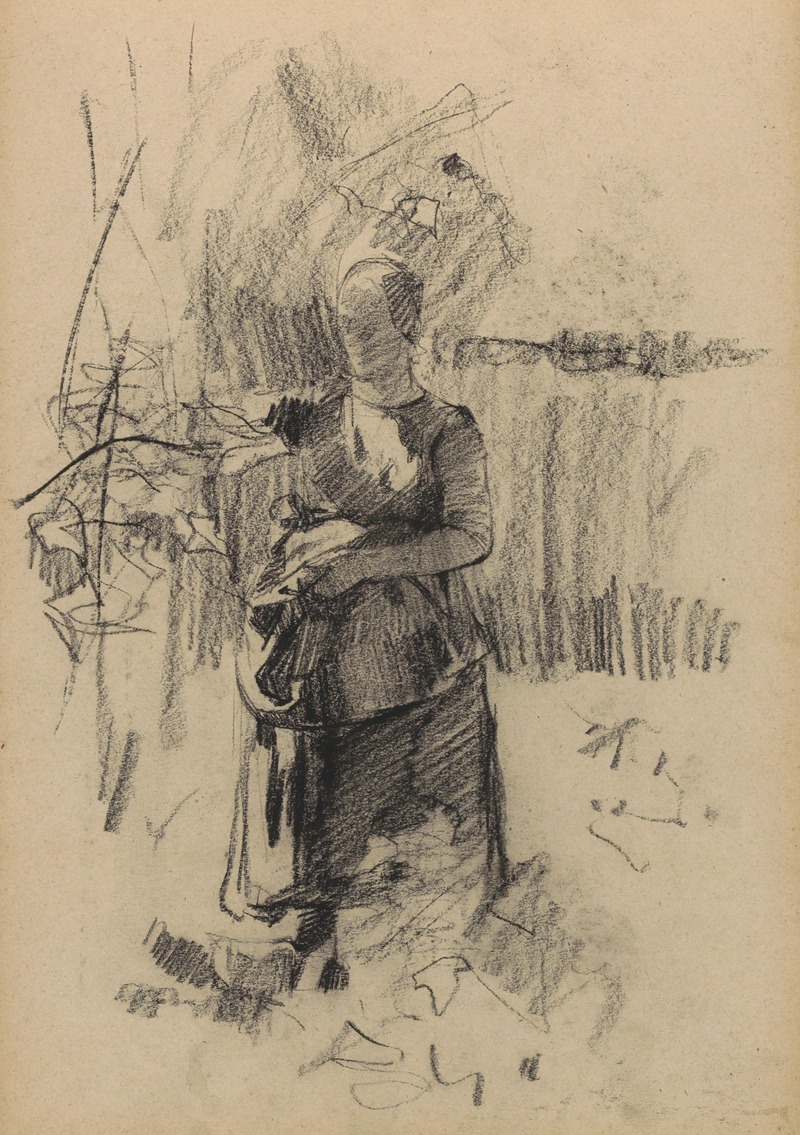 Plukkende jonge vrouw by Willem Witsen, 1884-1887 — digital art print download