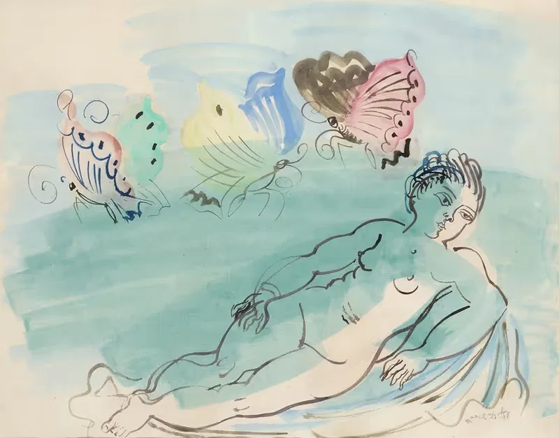 Nu aux papillons by Raoul Dufy, 1930 — digital art print download