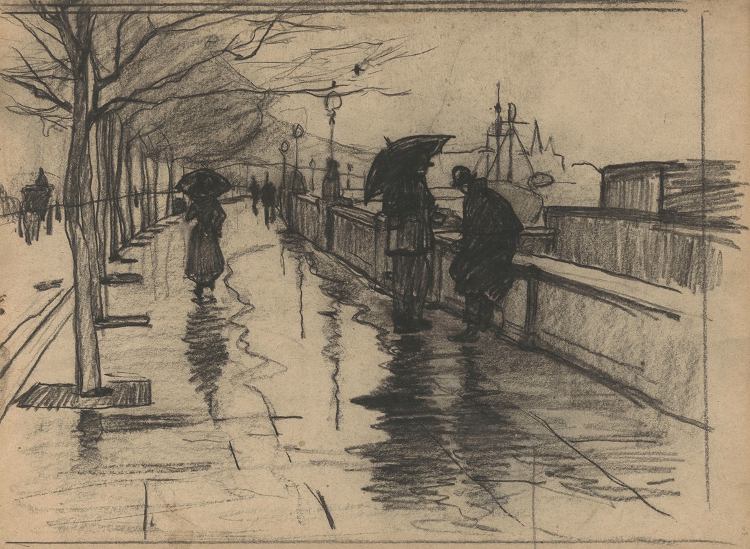 Regen, Thames Embarkment te Londen by Виллем Витсен, 1870-1923 — digital art print download