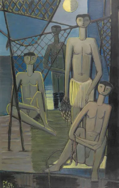 Ночная рыбалка by Эмиль Маецель, 1954 — digital art print download