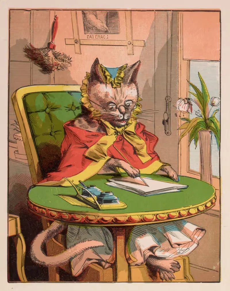 Миссис Грималкин пишет свои открытки by Братья Маклафлин, 1871 — digital art print download