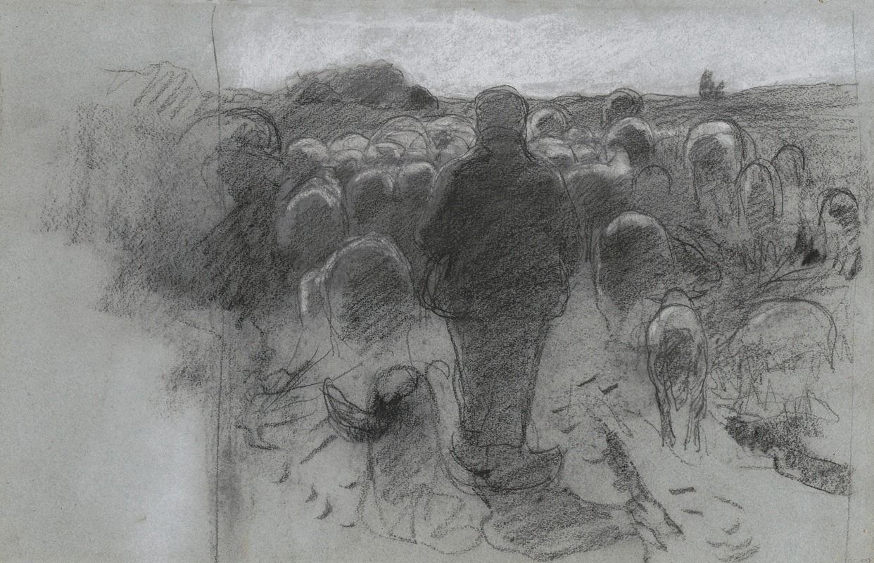 Schaapherder achter zijn kudde by Виллем Витсен, 1884-1887 — digital art print download