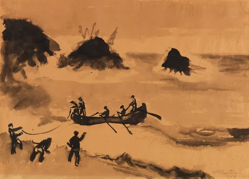 Жизнь рыбака. Монтероссо аль Маре by Герман Макс Пехштайн, 1924 — digital art print download