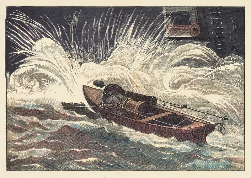 Торпедный катер атакует крупное военное судно by Джон Говард Эпплтон, 1884 — digital art print download