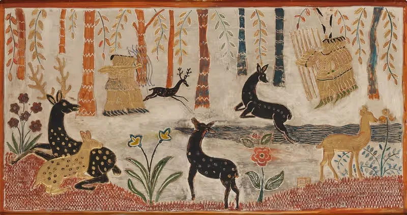 Indians and Deer in a Wood — Charles Prendergast