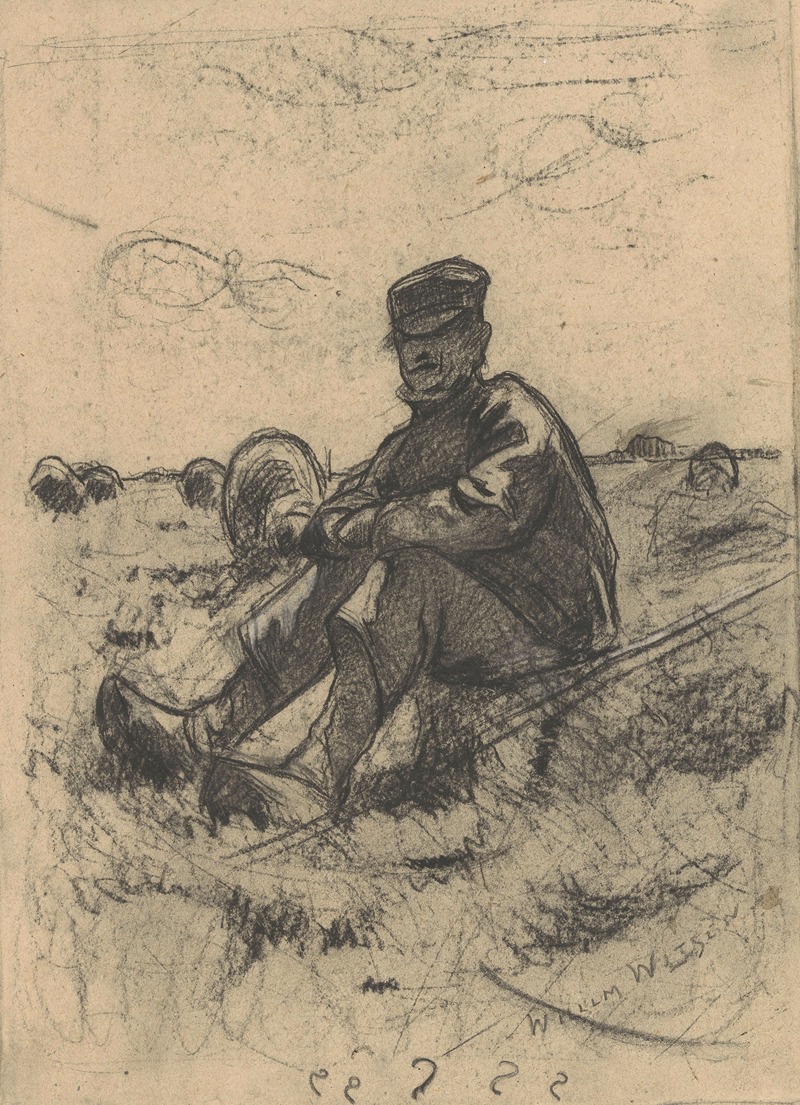 Zittende schaapherder by Виллем Витсен, 1870-1923 — digital art print download