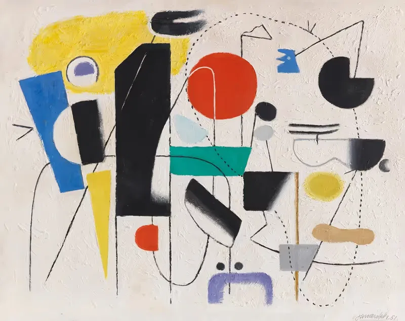С красным кругом I by Вилли Баумайстер, 1951 — digital art print download