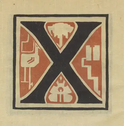 Буквы, разработанные и вырезанные на линолеумных блоках Pl.24 by Колумбийский университет, колледж учителей, 1920 — digital…