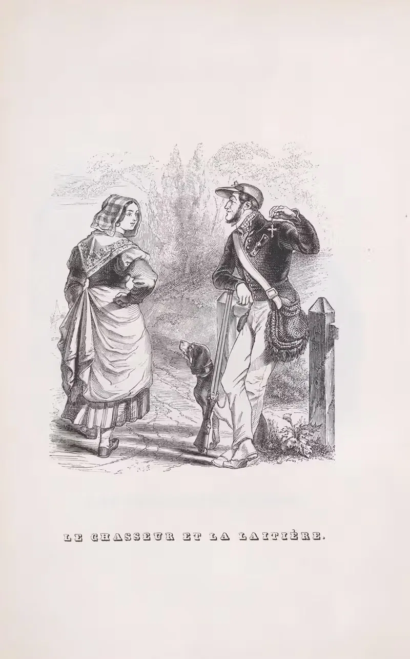 Охотник и доярка by Ж. Ж. Гранвиль, 1836 — digital art print download