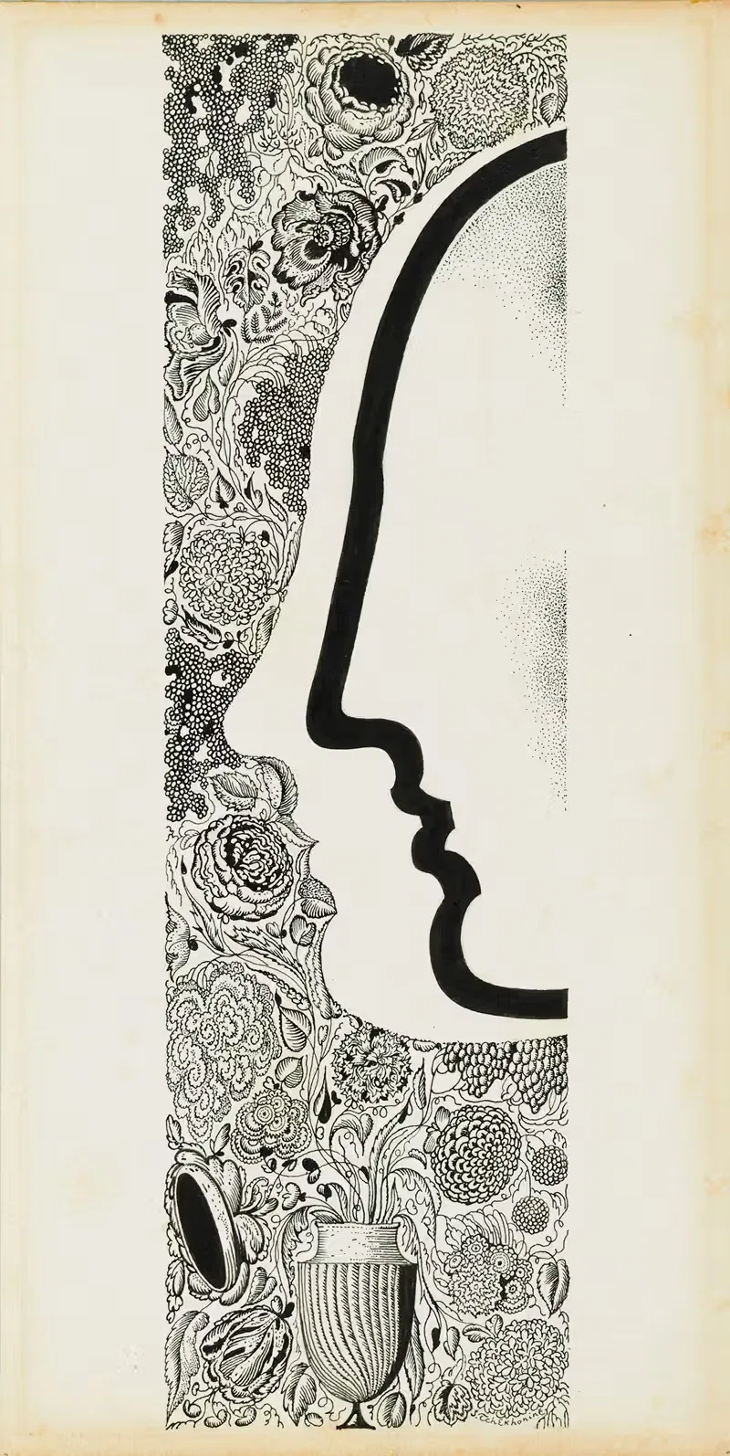 Faces in profile with a floral motif — Sergey Chekhonin