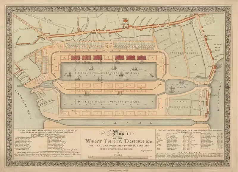 Plan of the West India Docks — Ralph Walker