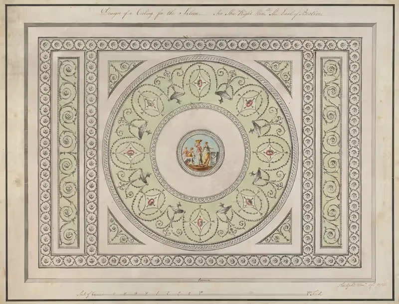 Headfort House, Ireland: Saloon Ceiling — Robert Adam
