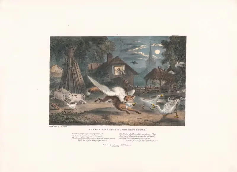 Лиса убегает с лучшей гусей by Томас Манн Бейнс, 1836 — digital art print download