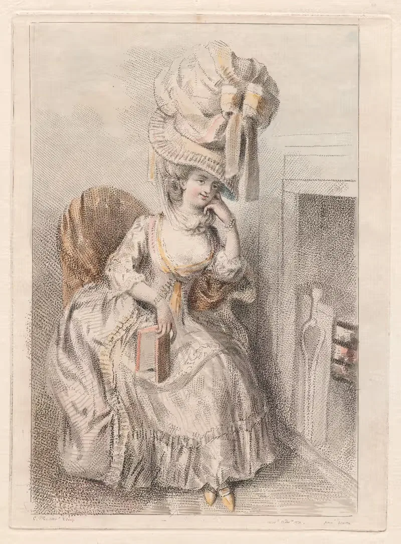Young Woman by a Fire Reading a Book — Elias Martin