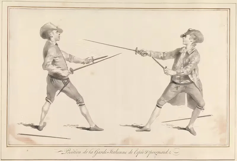 Position de la Garde Italienne de L'Epée & Poignard — James Gwin