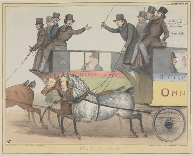 Omnibus Race by John Doyle, 1840 — digital art print download