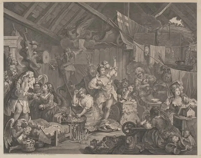 Strolling Actresses Dressing in a Barn by William Hogarth, 1738 — digital art print download