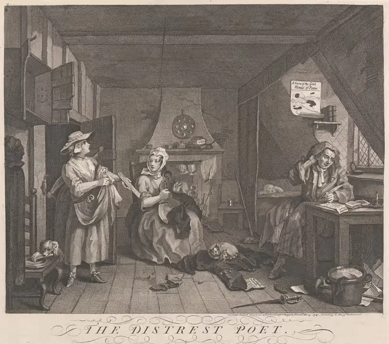 Огорченный поэт by Уильям Хогарт, 1740 — digital art print download
