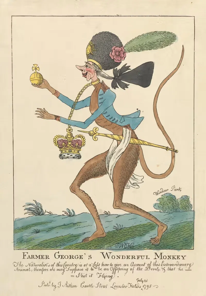 Farmer George's Wonderful Monkey by William O'Keefe, 1795 — digital art print download